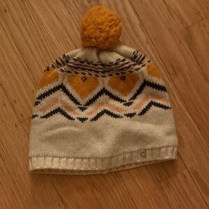 Kari Traa Cream and Mustard Heart Pom Beanie